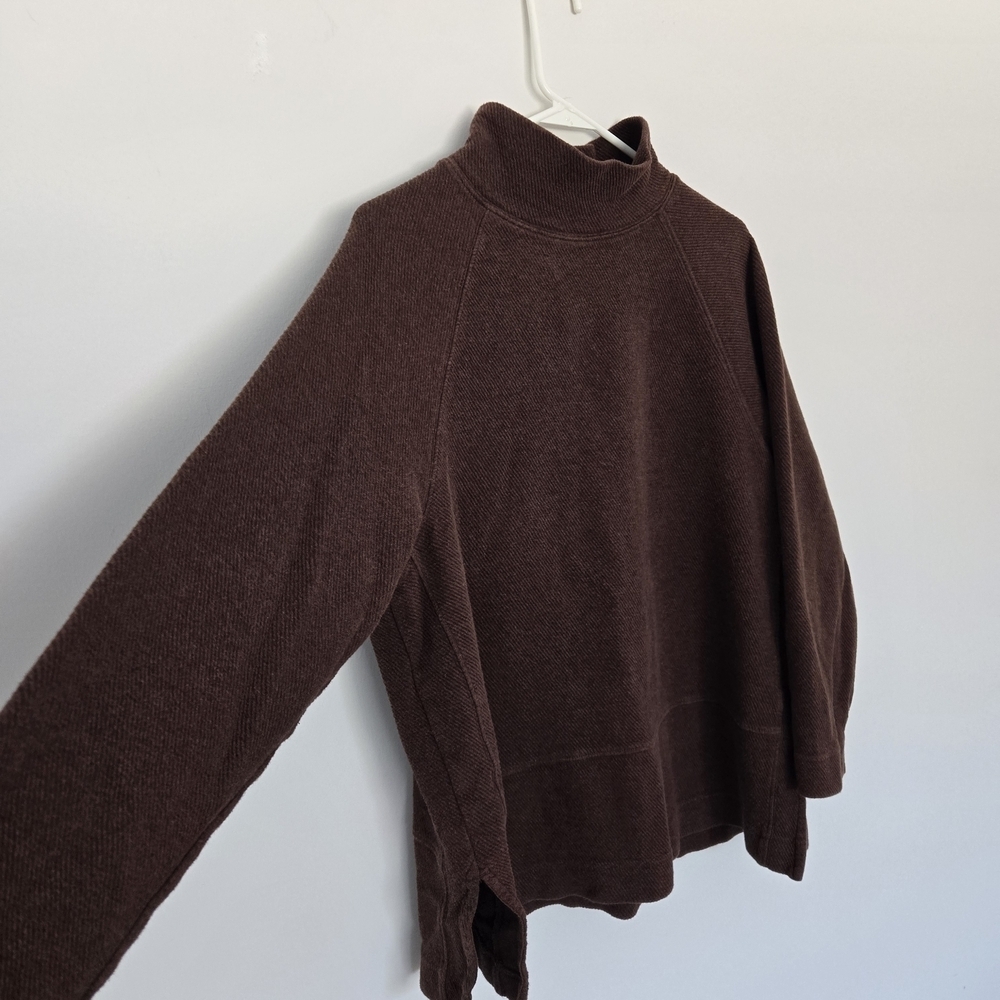 Poetry Brown Cotton Mock Neck Knit Tunic Minimalist Normcore | size 12 - Picture 2 of 6